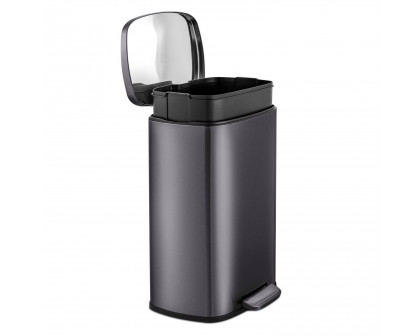 FaFurn 13 Gallon Trash Can with Step Open Lid - Black