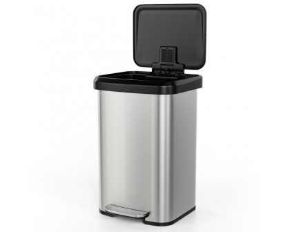 FaFurn 13 Gallon Trash Can with Soft Close Lid - Silver