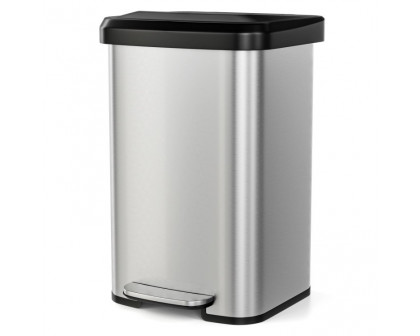 FaFurn 13 Gallon Trash Can with Soft Close Lid - Silver