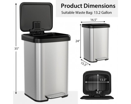 FaFurn 13 Gallon Trash Can with Soft Close Lid - Silver