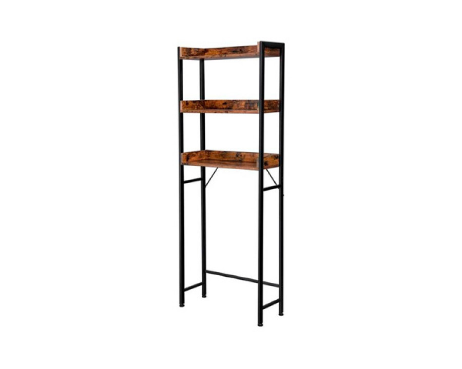 FaFurn Rustic Farmhouse 3-Tier Shelving Unit - Brown/Black, Wood/Metal