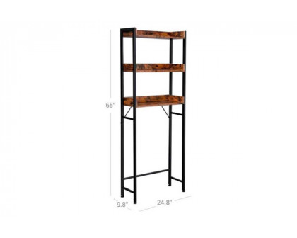 FaFurn - Rustic Farmhouse 3-Tier Shelving Unit in Brown/Black, Wood/Metal