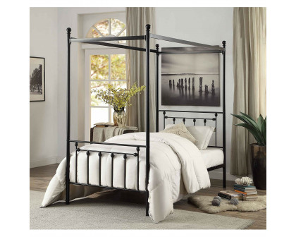 FaFurn - Twin Size Canopy Bed Frame in Black, Metal