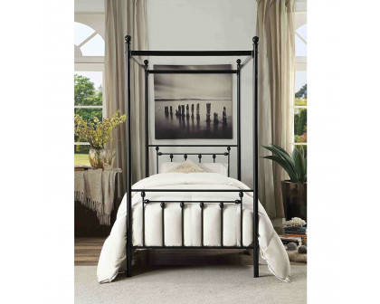 FaFurn - Twin Size Canopy Bed Frame in Black, Metal