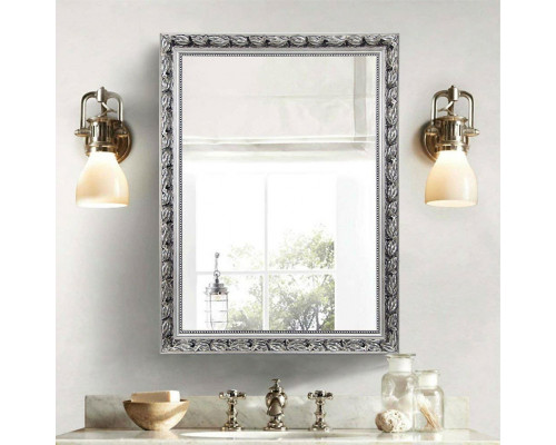 FaFurn - Mirror with Baroque Style Wood Frame in Silver