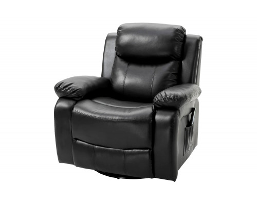 FaFurn - Adjustable Black Faux Leather Remote Massage Recliner Chair W/ Footrest