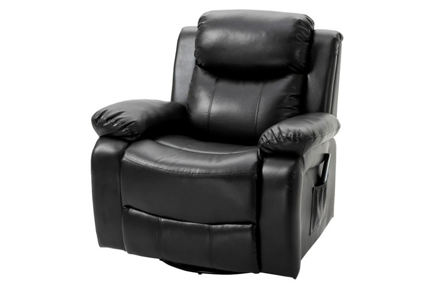 FaFurn™ - Adjustable Black Faux Leather Remote Massage Recliner Chair W/ Footrest