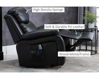 FaFurn™ - Adjustable Black Faux Leather Remote Massage Recliner Chair W/ Footrest