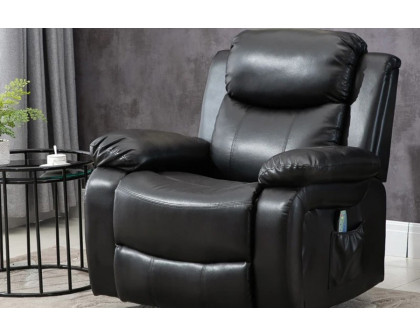 FaFurn™ - Adjustable Black Faux Leather Remote Massage Recliner Chair W/ Footrest