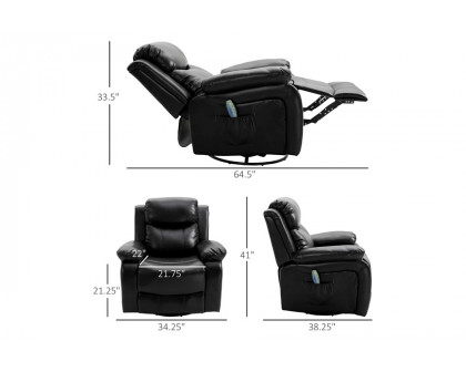 FaFurn™ - Adjustable Black Faux Leather Remote Massage Recliner Chair W/ Footrest