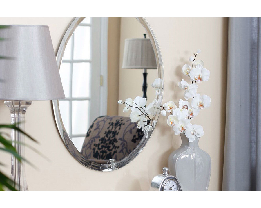 FaFurn - Oval 36-Inch Frameless Beveled Vanity Wall Mirror