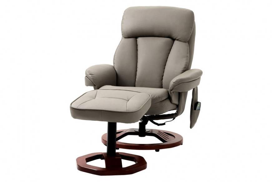 FaFurn™ Adjustable Faux Leather Electric Remote Massage Recliner Chair 6788 W/ Ottoman - Gray/Brown