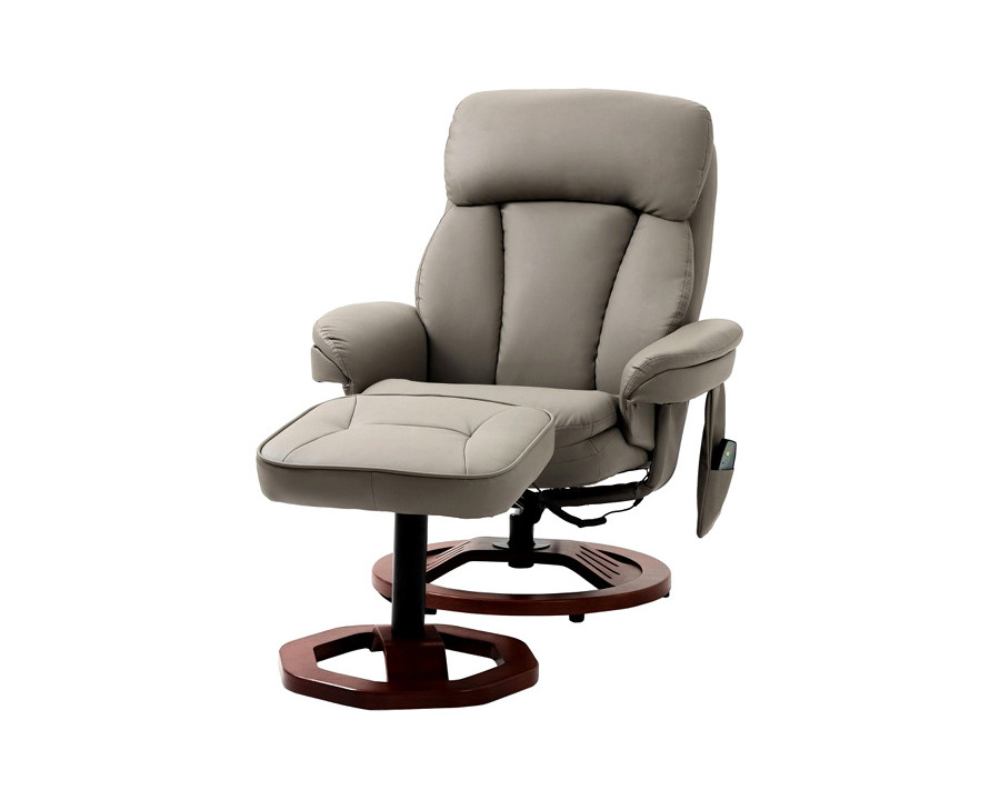 FaFurn Adjustable Faux Leather Electric Remote Massage Recliner Chair 6788 W/ Ottoman - Gray/Brown