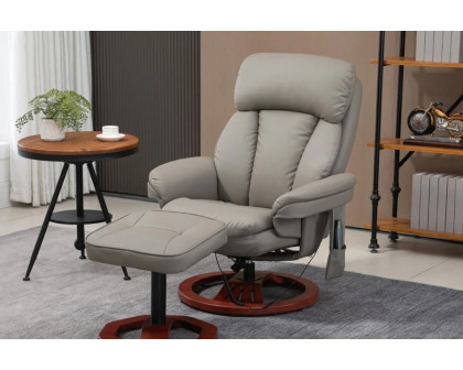 FaFurn™ Adjustable Faux Leather Electric Remote Massage Recliner Chair 6788 W/ Ottoman - Gray/Brown