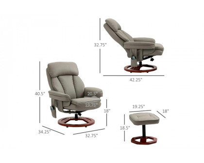 FaFurn™ Adjustable Faux Leather Electric Remote Massage Recliner Chair 6788 W/ Ottoman - Gray/Brown