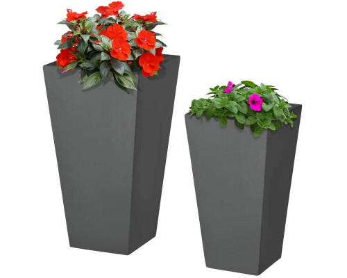 FaFurn Set of 2 Modern Lightweight Flower Pot Planters - Gray