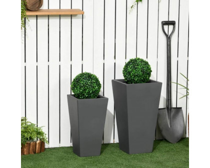 FaFurn Set of 2 Modern Lightweight Flower Pot Planters - Gray