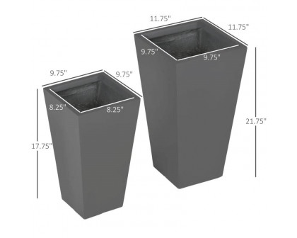 FaFurn Set of 2 Modern Lightweight Flower Pot Planters - Gray