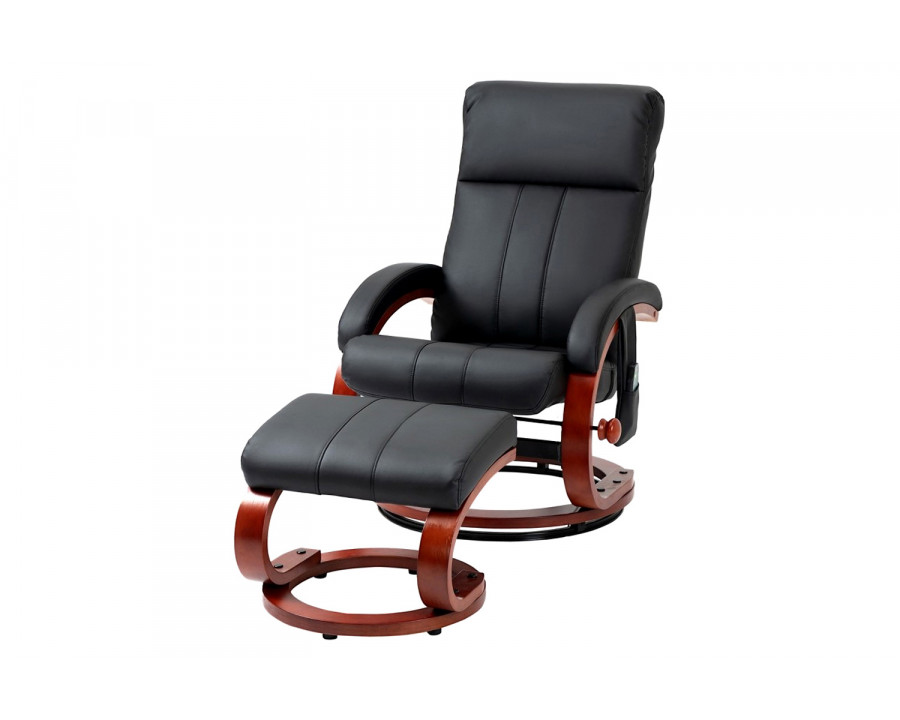 FaFurn - Adjustable Faux Leather Electric Remote Massage Recliner Chair 899 W/ Ottoman