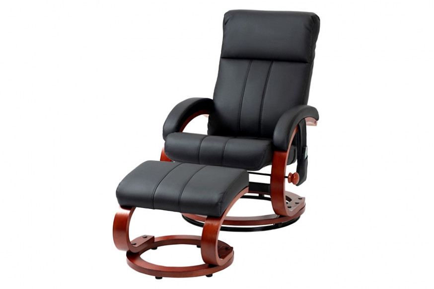 FaFurn™ Adjustable Faux Leather Electric Remote Massage Recliner Chair 899 W/ Ottoman - Black