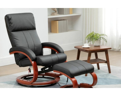 FaFurn™ Adjustable Faux Leather Electric Remote Massage Recliner Chair 899 W/ Ottoman - Black