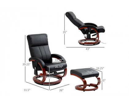 FaFurn™ Adjustable Faux Leather Electric Remote Massage Recliner Chair 899 W/ Ottoman - Black