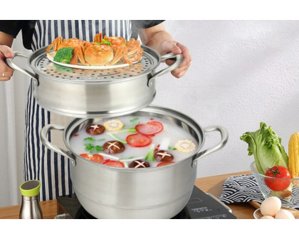 FaFurn - 3 Tier Large Stainless Steel Steamer Cookware Set