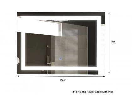 FaFurn Modern Led Lighted Mirror Dimmable Wall-Mounted Bathroom Vanity 27 X 20 Inch