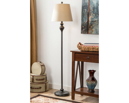 FaFurn - 3-Piece Floor Lamp and Table Desk Lamp Set in Black with Light Gold Drum Shades