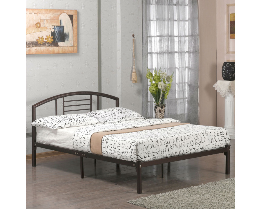 FaFurn - Twin Size Platform Bed Frame with Headboard in Bronze, Metal