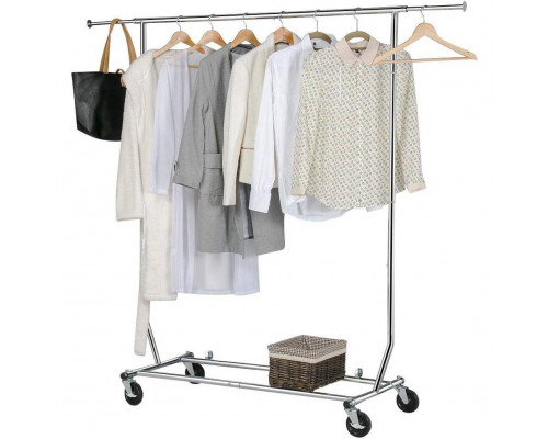 FaFurn - Garment Rack Clothes with Locking Swivel Wheels in Silver, Iron