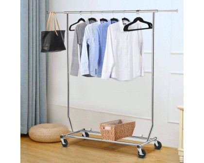 FaFurn - Garment Rack Clothes with Locking Swivel Wheels in Silver, Iron