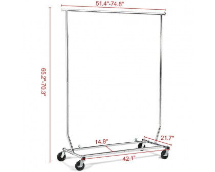 FaFurn - Garment Rack Clothes with Locking Swivel Wheels in Silver, Iron