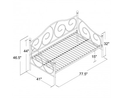 FaFurn - Contemporary Twin Size Daybed Frame in Dark Pewter, Metal