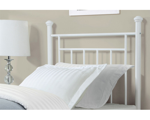 FaFurn - Twin Size White Metal Headboard with Simple Lines and Decorative Finals