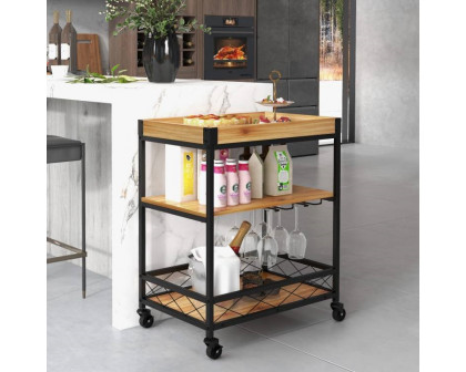 FaFurn - Modern Bar Cart with Removable Top Tray in Wood