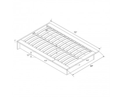 FaFurn - Twin Size Platform Bed Frame with Wood Slats in Black, Leather