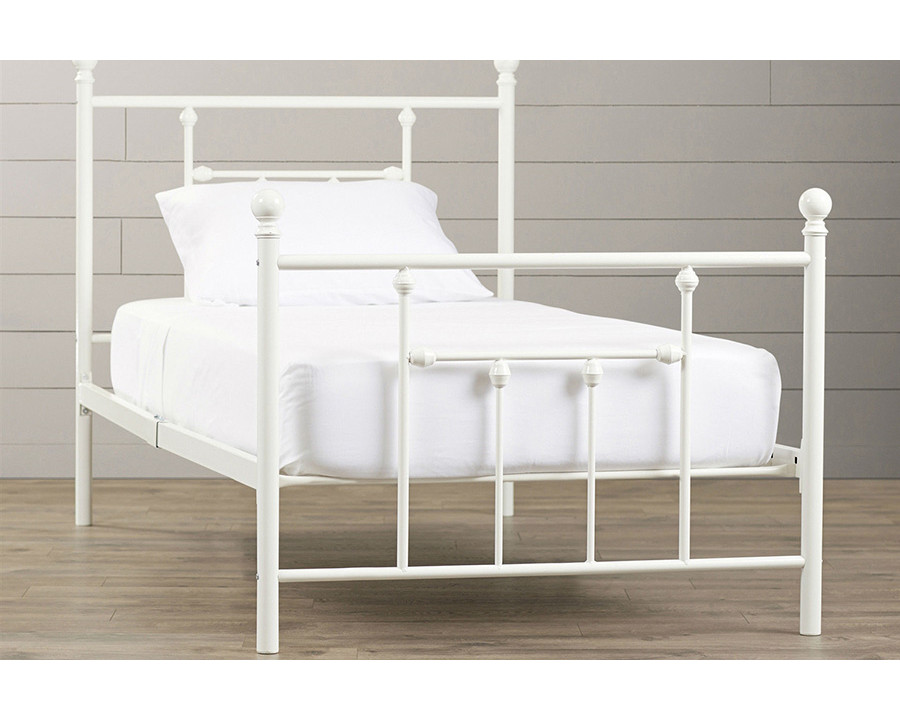 FaFurn - Twin Size White Metal Platform Bed Frame with Headboard and Footboard