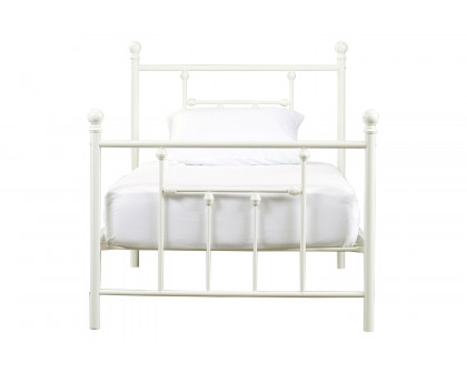 FaFurn - Twin Size White Metal Platform Bed Frame with Headboard and Footboard