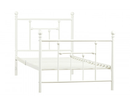 FaFurn - Twin Size White Metal Platform Bed Frame with Headboard and Footboard