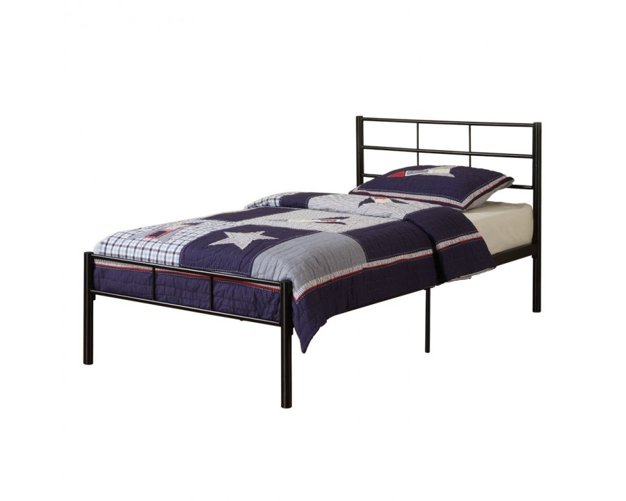 FaFurn - Twin Size Platform Bed Frame with Headboard in Black, Metal