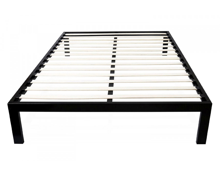 FaFurn - Twin Size Modern Black Metal Platform Bed Frame with Wood Slats