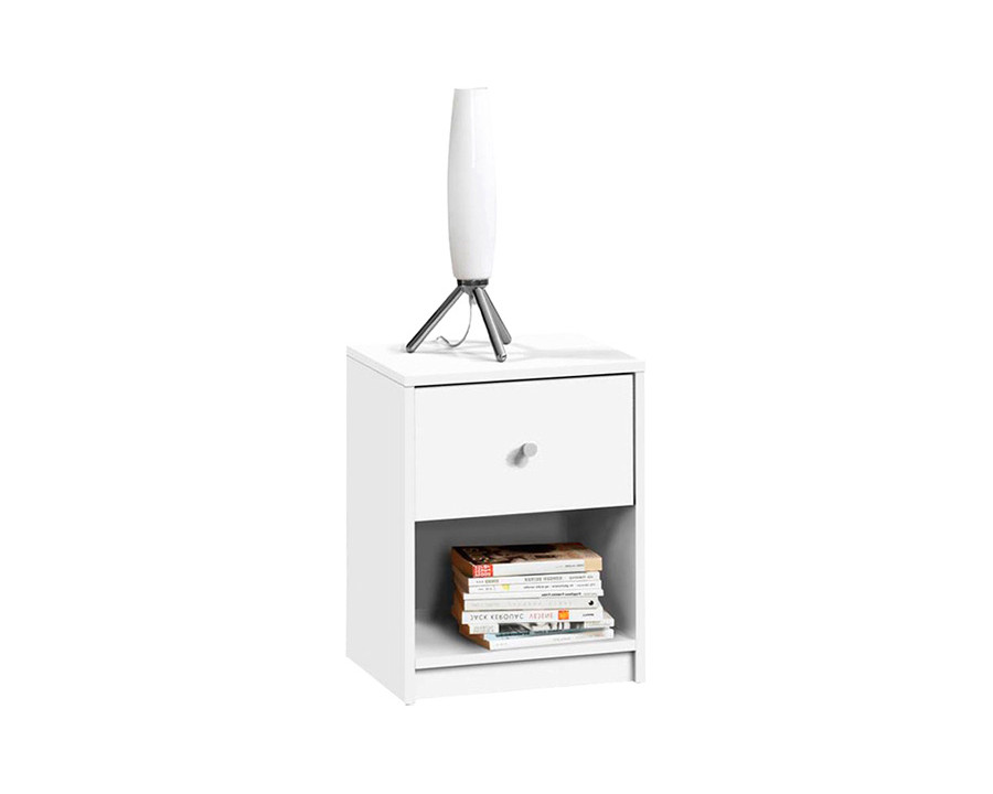 FaFurn - Contemporary 1-Drawer Nightstand with Storage Shelf in White