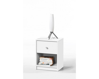 FaFurn - Contemporary 1-Drawer Nightstand with Storage Shelf in White