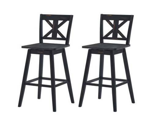 FaFurn Set of 2 Modern Swivel Barstool - Black