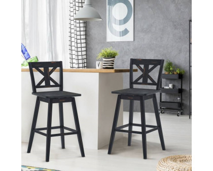 FaFurn Set of 2 Modern Swivel Barstool - Black