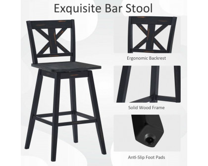 FaFurn Set of 2 Modern Swivel Barstool - Black