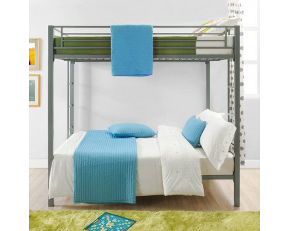 FaFurn Modern Twin Size Bunk Bed - Silver, Metal