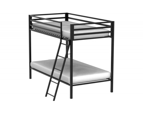 FaFurn Twin Over Twin Modern Metal Bunk Bed Frame with Ladder - Black