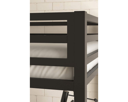 FaFurn Twin Over Twin Modern Metal Bunk Bed Frame with Ladder - Black